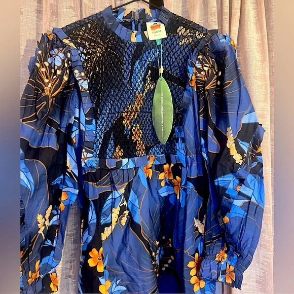 FARM Rio Sundress Pietra Floral Long Sleeve Mini Dress, NWT - Picture 7 of 14